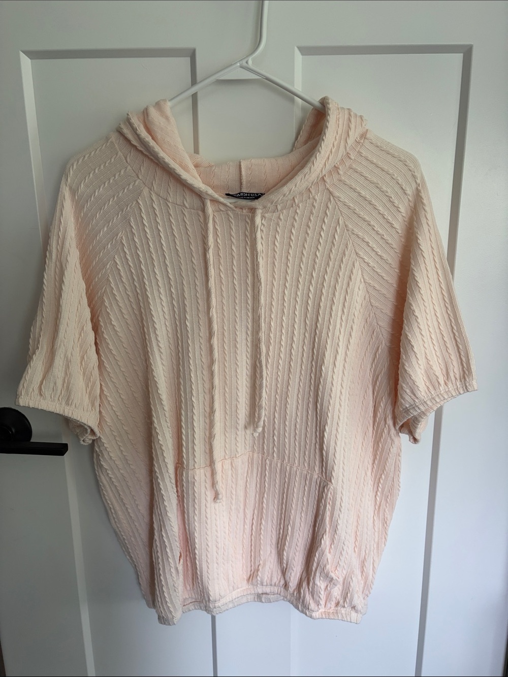 Cream color Heimish USA Textured Hoodie Top size small
